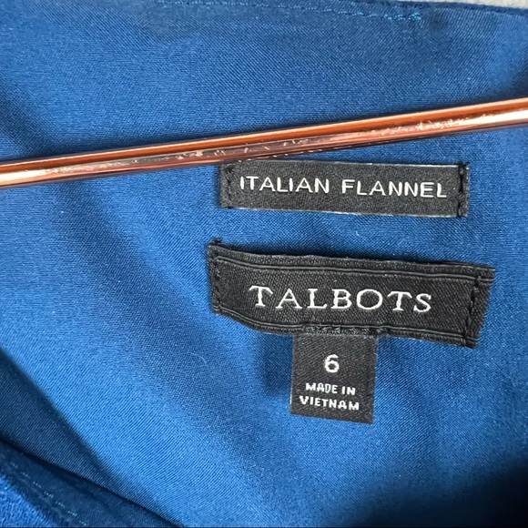 Talbots Italian Flannel Wool Blend Blue Sheath Dress Cap Sleeve - Women’s Size 6 - Picture 3 of 7